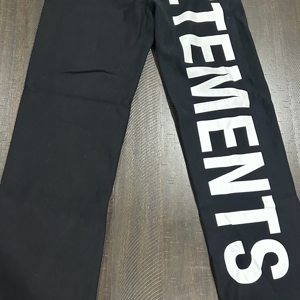 Black Vetements Pants with White Lettering